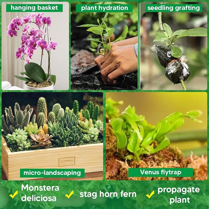 Natural Long Fiber Sphagnum Moss 1196QT for Orchid Potting Mix, and Moss Pole for Plants Indoor. Ideal for Propagating Plants, Maintaining Humidity for Reptiles, Isopods in Paludarium (22 lb)