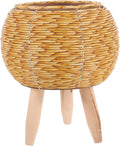 Totority Seagrass Flower Basket Stand Rattan Planter Holder Minimalist Plant Stand for Living