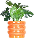 7.8 Inch Ceramic Plant Pots for Indoor Plants, Rainbow Pearl Glaze Planter with Planters for Plants with Drainage Hole, Orchid Pots, Succulent Pot, Flower Pot (Orange)