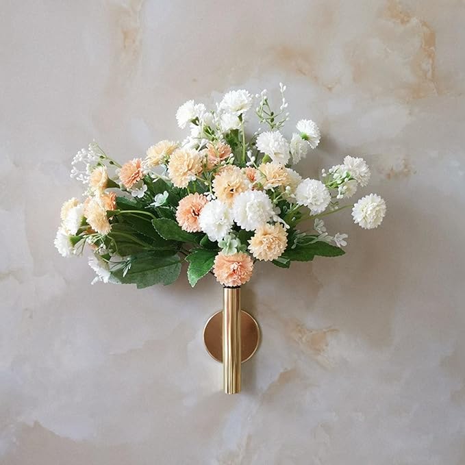 AIM & GGKK Wall Planters,4 Pcs Wall Mounted Metal Hanging Plant Holder for Indoor Small Gold Boho Flower Vase Tube for Modern Home Decor Display Art Bedroom Bathroom Living Room