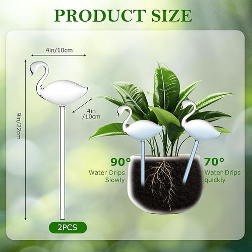 2-Pack Star-Shaped Glass Self-Watering Globes for Indoor Outdoor Plants – Automatic Irrigation Decorative Watering Bulbs for Garden Flower Pots, Patio, Home Decor (Swan)