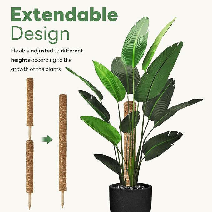 Moss Pole for Plants Indoor - 4 Pack Plant Supports for Climbing Plants to Grow Upright - 16 inch Stackable Moss Sticks Coir Totem Pole Plant Support for Monstera Pothos Philodendrons Potted Plants