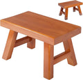 Wooden Step Stool for Adults 11.8" L x 7" W x 6.9" H Handcrafted Solid Wood Stool with Chamfered Edges, Multi-Usage Stool, Wooden Step Stool with Anti-Slip Caps - Durable and Sturdy (Red Sandalwood)