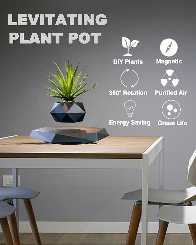 2 Pack Levitating Plant Pot, 2025 Floating Plant Pot for Air Bonsai Planter, Magnetic Levitating Flower Pot Planter for Office Home Decoration, Ideal Home Gift for Halloween Thanksgiving Christmas