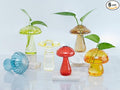 6 Pcs Colored Mushroom Glass Propagation Stations for Plant Lovers, Hydroponic Bud Vase Plant Propagation Stations Decor, Glass Terrariums for Indoor Plants, Cute Mushroom Vase Office Decor