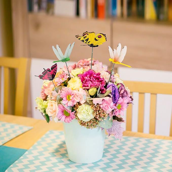 40 Pcs Decorative Butterfly Garden Stakes, 11.4 inch Waterproof Butterfly Picks for Flower Bouquet Arrangements, Colorful Plant Stick Kit Decorations for Patio Yard Pot (Multicolor)
