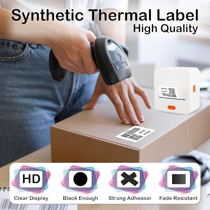 Thermal Labels Compatible for Supvan T50M Pro, Phomemo M110, Label Maker Tape Refill, Weatherproof & Tear-Resistant Thermal Stickers (40mm x 30mm-1.57''x1.18'')