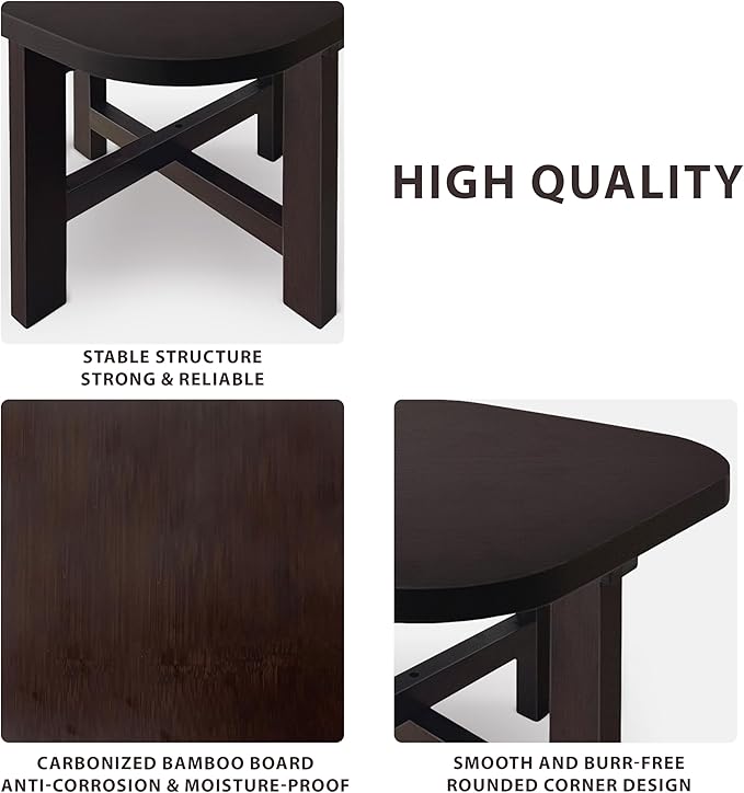 9.8 in Wooden Stool for Shower, Folding Square Footstools, Leg Shaving and Foot Rest, Folding Bamboo Shower Seat, Fully Assembled (S)