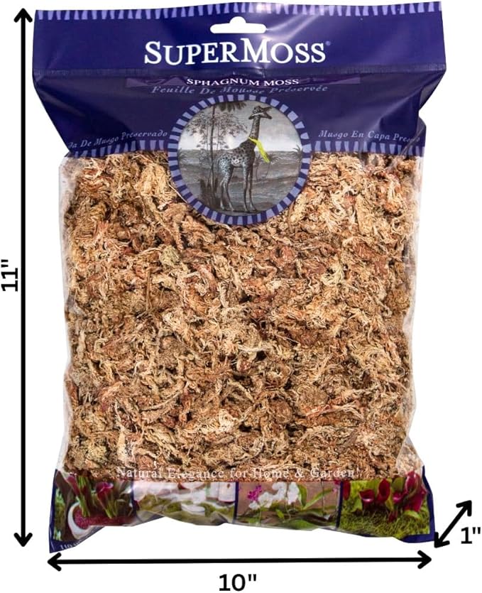 SuperMoss (22306) Sphagnum Moss, Long Lasting Long Fiber Superior Water Retention for Orchid and Nursery Plants, 4 Ounce Natural White