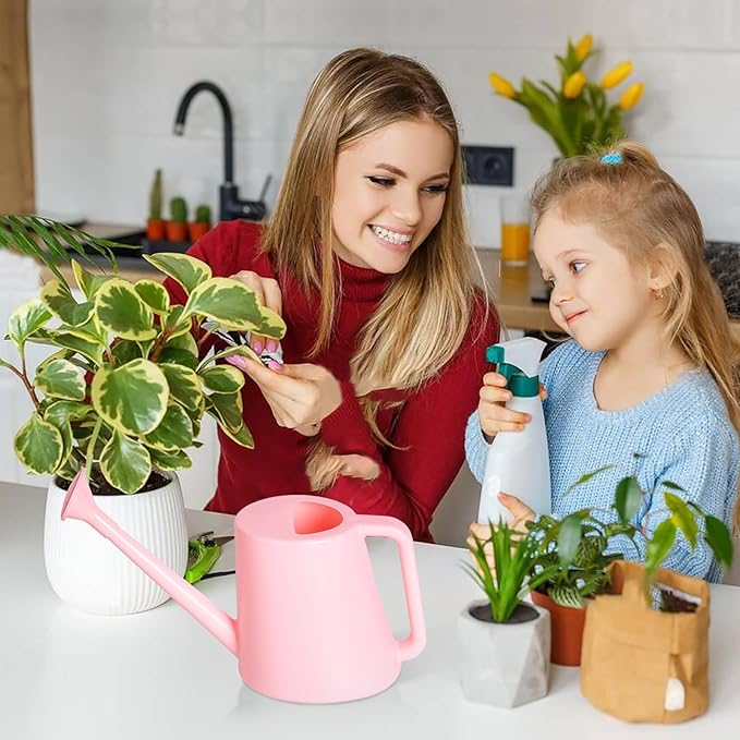 ZXJ Plant Watering Can - for Indoor and Outdoor Home Garden Plants - with Long Spout - Pink - 1/2 Gallon