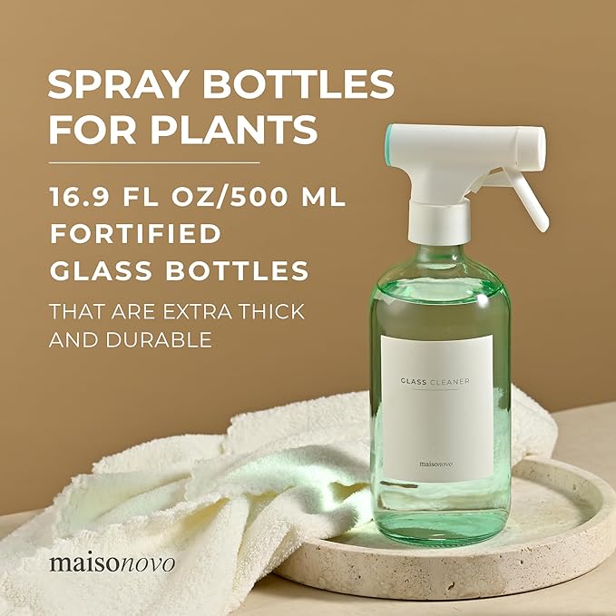 MAISONOVO Spray Bottle for Plants - 16.9 fl oz Green x 2 with 16 Labels