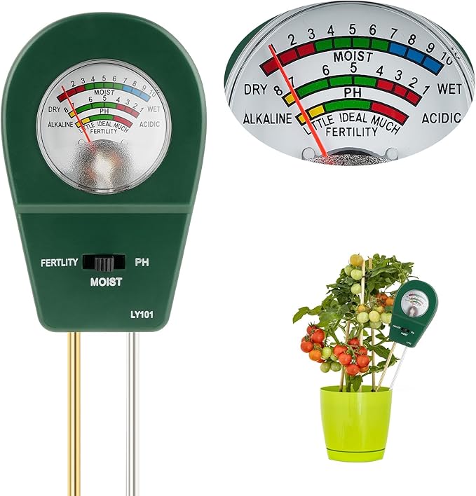 Adoric Soil Moisture Meter, 3-in-1 Soil pH, Moisture & Fertility Meter Soil Tester for Plants Battery-Free Garden Tool for Indoor & Outdoor Use, Accurate & Fast Response Soil Kit for Home Farm & Lawn