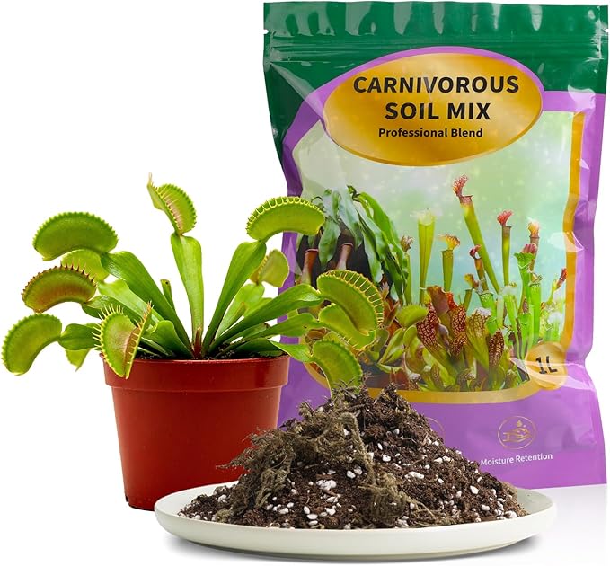 Premium Carnivorous Plant Soil for Venus Fly Trap Live Plants 1qt | New Upgraded Formula with High Drainage & Breathability