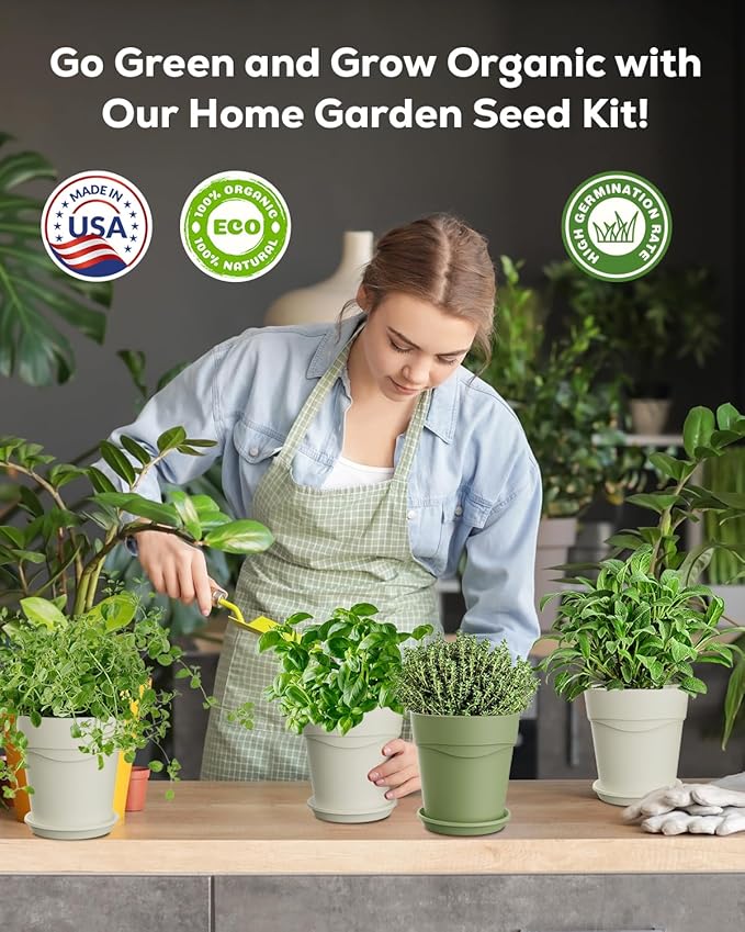 Indoor Herb Garden Kit with 8 Heirloom Seeds - Complete Windowsill Planter Starter Set, Unique Gardening Gift for Women Men, DIY Kitchen Herb Garden for Beginners, Plant Lovers, Mom, Friends