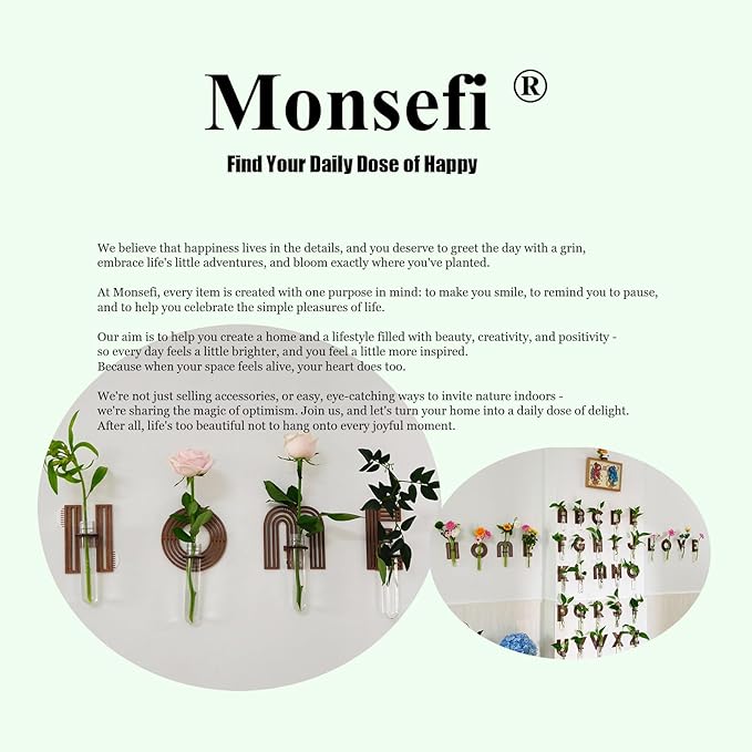 Wood Letter F Wall Propagation Station Lightweight Decorative Plant Holder for Small Cuttings, Removable Adhesive Wall Decor for Bedroom, Nursery, Office