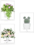White Metal Wall Plant Holder - 3-Pack Wall Mounted Plant Stands and Hanging Holders for Indoor Planter and Flower Pot -Rectangle Decor Shelf for Plant Storage (Pot Not Included)