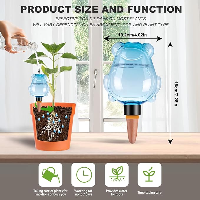 3Pcs Frog Plant Self Watering Globes for Indoor and Outdoor Plastic Water Bulbs Top Fill Plant Watering Globes Slow Release Terracotta Plant Watering Devices System for Plants, Multicolor