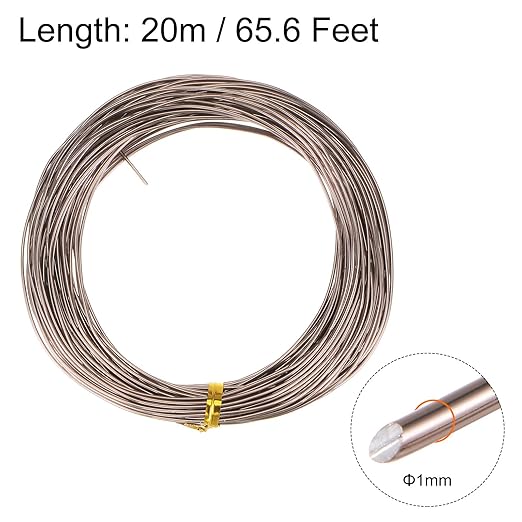HARFINGTON Bonsai Training Wire 1mm Total 20mm 66 Feet Anodized Aluminum Wire Corrosion Resistant Garden Wire for Plants Bonsai Trees Shaping Bending Indoor, Brown