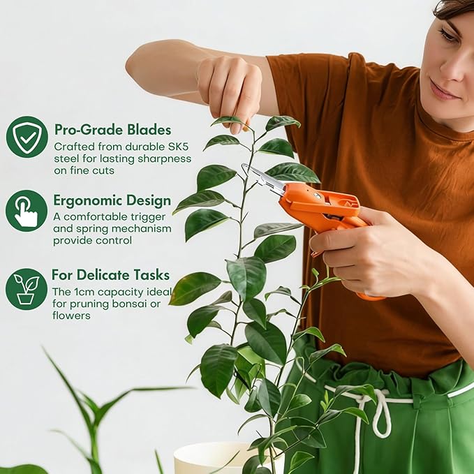 Mini Pruner Pro - 1cm/0.4 inch Precision Pruning & Fruit-Picking Snips with Protective Flip Cover