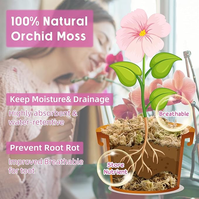 Legigo 10OZ Premium Sphagnum Moss for Plants 12QT Natural Long Fiber Moss Dried, Plant Moss for Orchid Repotting, Potted Plants, Succulents, Reptiles
