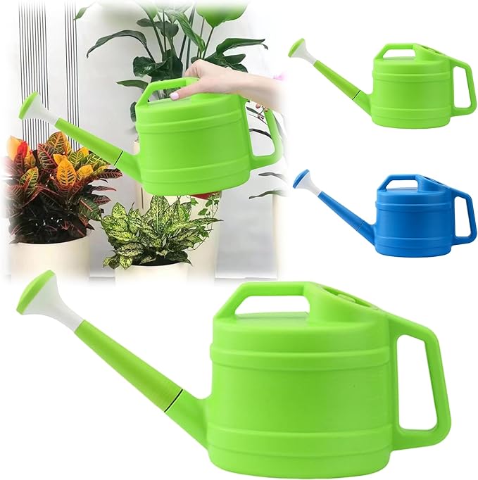 1 Gallon Watering Can for Plants, Garden Water Can with Detachable Long Spout, Easy-Pour Plastic Watering Can for Indoor Outdoor Use in Patio Lawn (Green)
