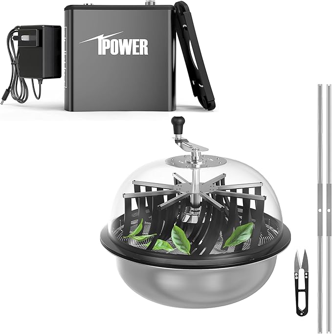 iPower 19 inch Automatic Bud Leaf Bowl Trimmer, Electric Twisted Spin Cut for Flowers and Plants with Sharp Stainless Steel Blades, Clear Visibility Dome, 6.5" Gardening Pruner Included