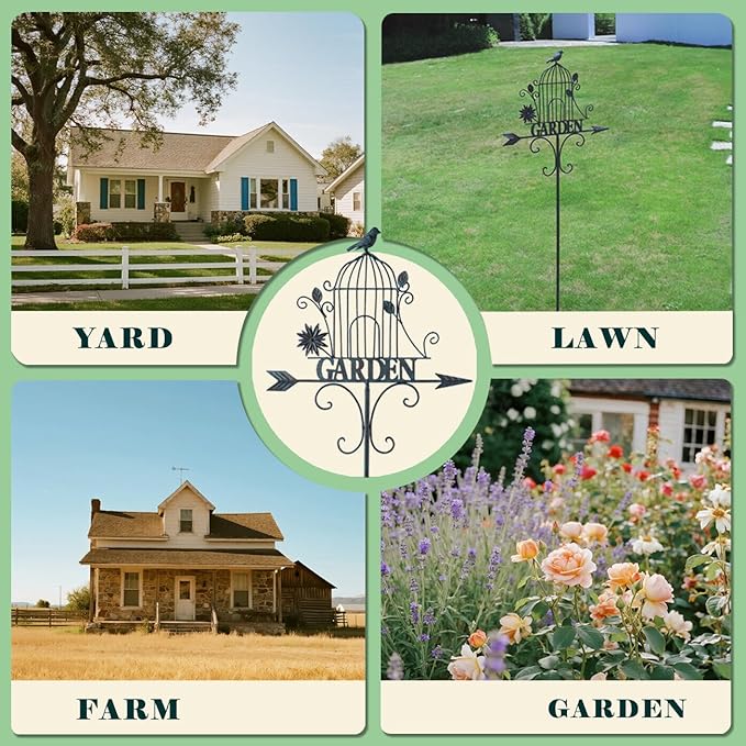 Decorative Garden Stakes，Metal Garden Sign for Outdoor Lawn Backyard Porch Pathway Decor