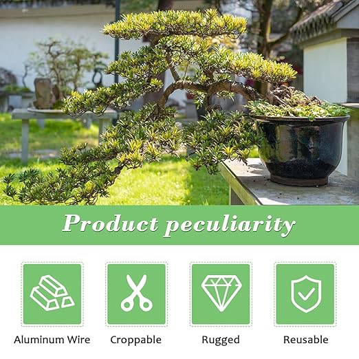 Bonsai Wire for Bonzai Trees,1.5mm x 10m/roll Aluminum Bonsai-Training Wires with Hand Plier Cutter,Adjustable Easy to Bend Anodized-Wires for Bonsai-Tree Training DIY Tools(5roll)