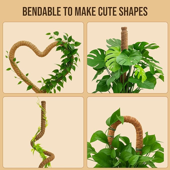 Craft911 Moss Pole Monstera Plant Support – 48” Bendable Moss Pole Monstera Plant Support, Plant Stakes for Indoor Plants, Tall Plant Sticks Support for Climbing Plants