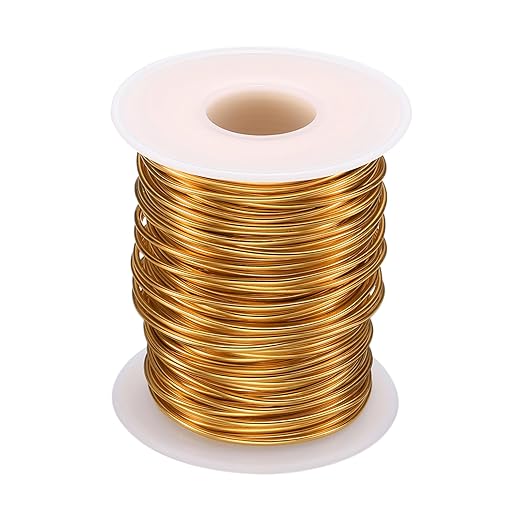 HARFINGTON Bonsai Wire Anodized Aluminum Training Wire Roll 1.5mm/15 Gauge 98ft Length Bendable Bonsai Tree Wire for Garden, Horticulture, Landscape, Planting, Golden