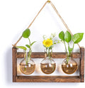 Plant Propagation Station with Wood Stand - Farmhouse Wood Wall Decor - Gift for Women Plant Lovers (Gradient Brown)