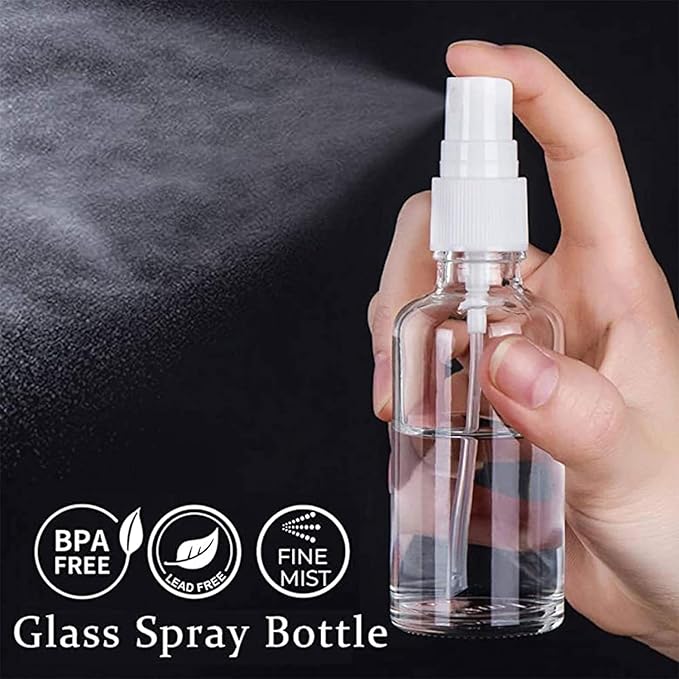 2-PACK 2 OZ Glass Spray Bottles-Use to Store for Essential Oils, Perfumes, Face Mist, Fragrances, Water