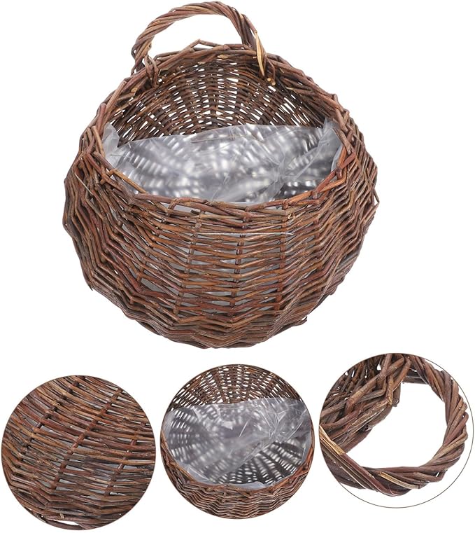 Wall Hanging Flower Pot Small Woven Baskets Wall Planter Basket Seagrass Plant Pot Seagrass Planter Rattan Wall Planter Plant Pots Indoor Nest Shape Basket Wicker Storage Box Rural