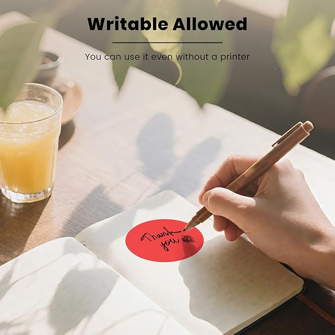 Red Round Thermal Labels 3 Inch Vinyl Circle Waterproof Direct Printer Sticker Self-Adhesive Perforated Name Tag for Logo DIY QR Design Office Address 500 PCS