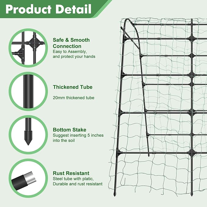 GOJAWAY 7 FT Grape Trellis for Garden Vegetable Trellis, Metal Garden Trellis Arch Plant Grow Support Frame for Climbing Plants Support Vegetable Flower Fruits Vine