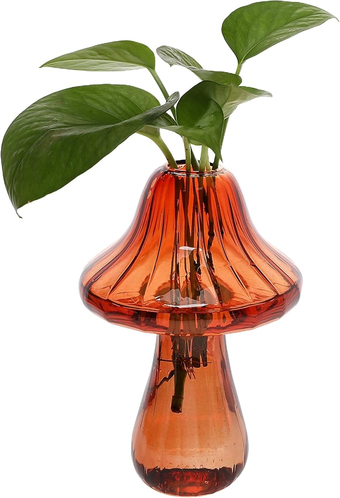 Mushroom Glass Vase Propagation Stations Flower Vases Home Decor Mushroom Planter Cute Vases Garden Decoration Set of 2