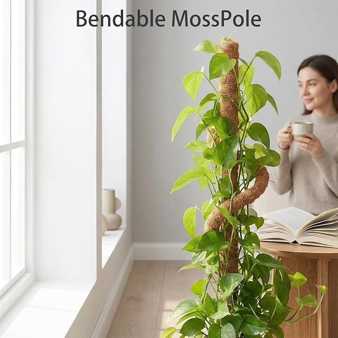 Monstera Plant Support,Bendable Coco Coir Pole for Monstera Plant Supports Indoor Plants, 63 inch Moss Pole Support for Climbing Plants