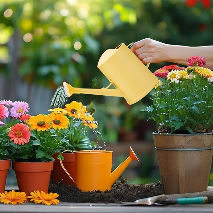 Watering Can for Plants,Garden Flower Watering Can with Long Spout and Adjustable Shower Head for Indoor Outdoor Plants,Durable Garden Supplies, Sprinkler Head Spout for Flowers Succulents (Yellow)