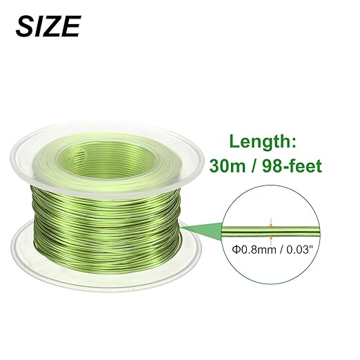 HARFINGTON Bonsai Wire Anodized Aluminum Training Wire Roll 0.8mm Gauge 98ft Length Bendable Bonsai Tree Wire for Garden, Horticulture, Landscape, Planting, Grass Green