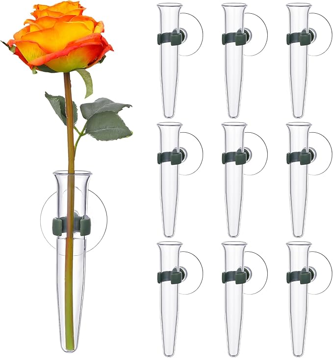 10 Pcs Window Propagation Stations Plant Propagation Tubes with Suction Cups Window Floral Water Tubes Easy to Install Clear Wall Hanging Terrarium Gifts for Plant Flower Lovers