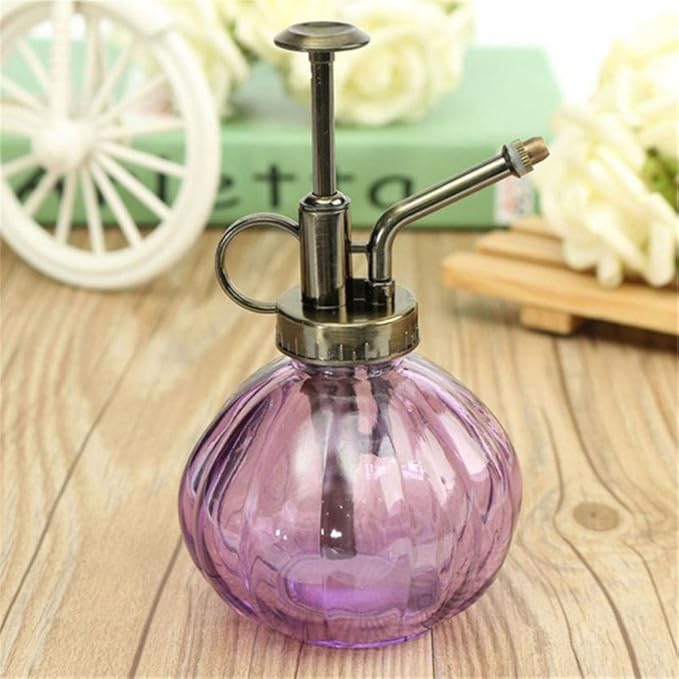 350ML Plant Mister Flower Water Spray Bottle Can Pot|Vintage Pumpkin Style Decorative Glass Plant Atomizer Watering Can Pot with Top Pump for Indoor Potted Terrariums Flowers,Hairdressing Sprayer