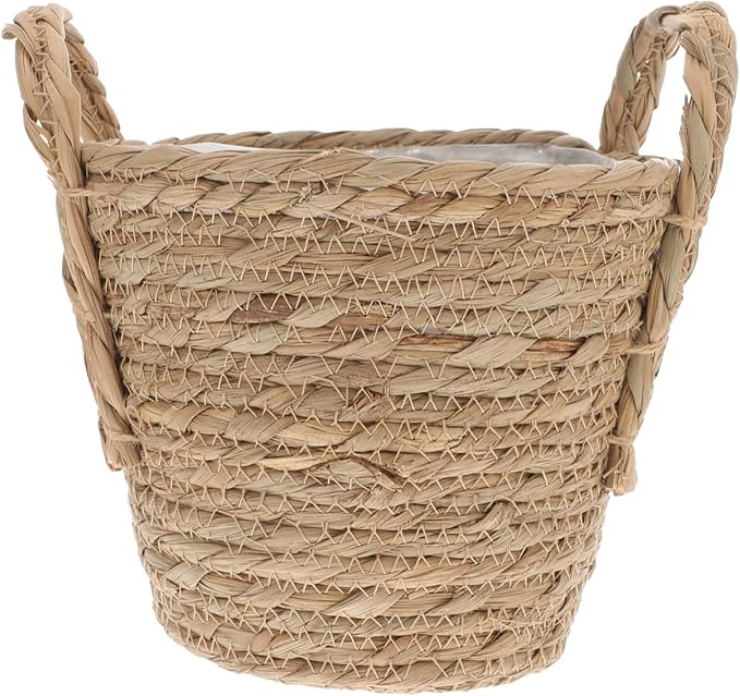 Manufactured Seaweed Material Straw Flowerpot Flowerpot Bucket Retro Storage Basket Ideal for Indoor Flower Plants