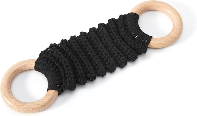 Handmade Crochet Dish Towel Holder for Kitchen & Bathroom, Decorative Boho Macrame Kitchen Towel Hanger Loop Ring Makes a Unique Gift for Birthday Thanksgiving Day 11 Inches (Black)