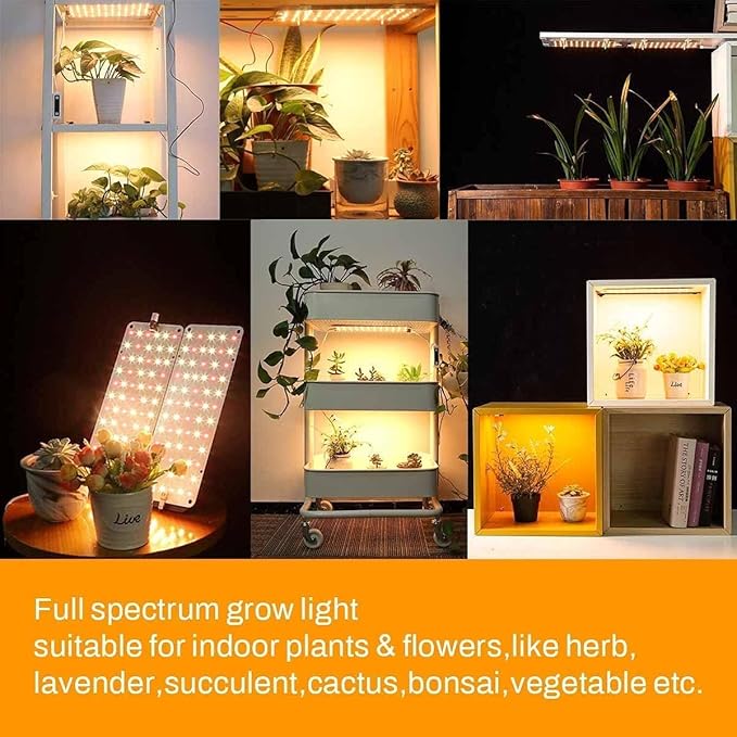 Grow Light,20W Ultra-Thin LED Grow Lights for Indoor Plants Full Spectrum, 6/10/12H Timer Plant Light, 132 LEDs Under Cabinet Plant Growing Lamp Strip for Seedlings, Veg, Flower 3-Pack