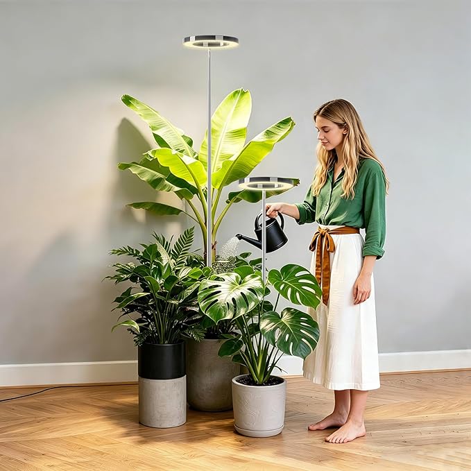 2 Packs Plant Grow Light, Grow Lights for Indoor Plants,80 LEDs Full Spectrum Plant Lights for Indoor Growing with 6/12/16H Timer-B2