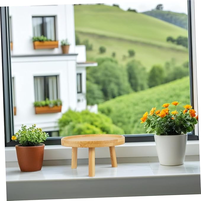 DOITOOL Indoor Wooden Plant Stand 4.33 Inch Flowerpot Tray Holder for Succulents Vase Display Stool Lightweight Decorative Shelf for Home and Tabletop