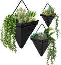 Rtteri 15 PCS Black Wall Hanging Planter Set with Artificial Succulents, 3 Ceramic Geometric Wall Planters in 3 Sizes, Modern Indoor Decor for Living Room Bathroom Office