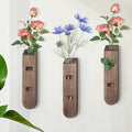 3 Pack Wood Planter Set, Boho Wall Decor for Living Room, Modern Farmhouse Entryway or Bathroom Decor, Wooden Vase Aesthetic Art for Wall Decorations