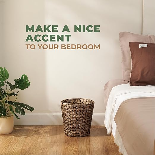 84ECO 2-Pack Black Wicker Trash Cans for Bathroom, Bedroom, Office