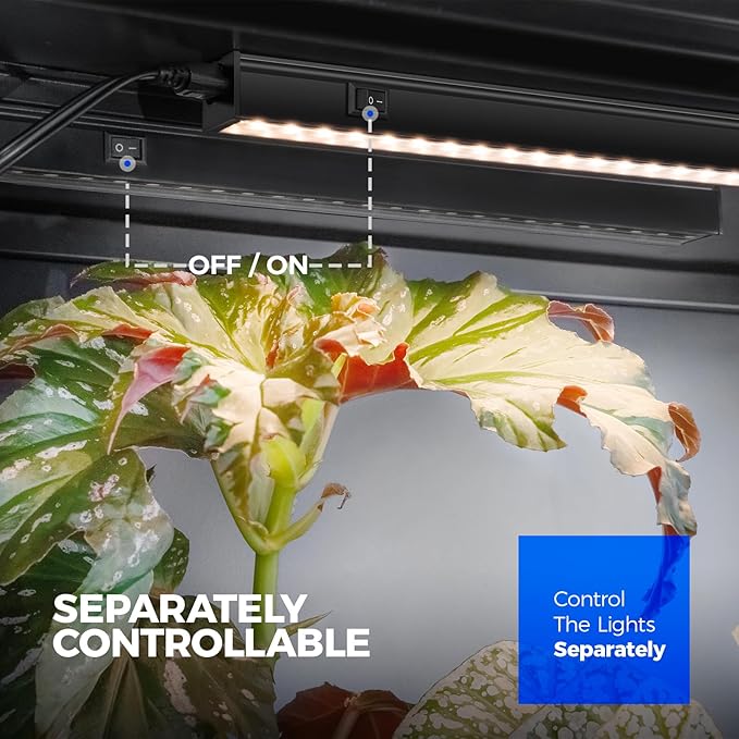 Barrina T5 Grow Lights for Indoor Plants Full Spectrum, 1FT 10W (2 X 5W) Indoor Plant Light with Separate Switch, Linkable, Grow Lamp with Magnetic Installation, Yellow, 2 Packs